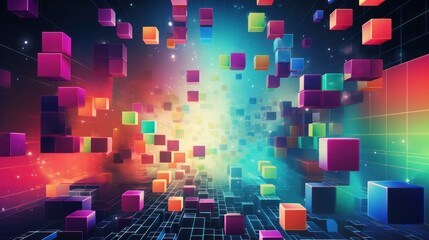 Sticker - abstract background of Tetris Block Theme