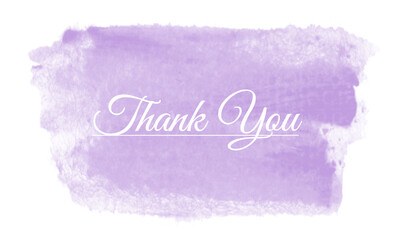 Wall Mural - thank you lettering, thank you card, ready to print, vector hand drawn lettering, banner, borderline, white lettering on lavander watercolour splash background