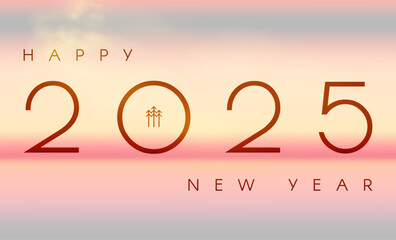 Wall Mural - Happy New 2025 Year shining design template with light effect.