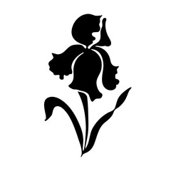 Iris flower. Black vector silhouette.