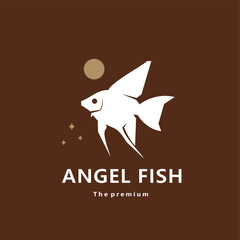 Wall Mural - animal angel fish natural logo vector icon silhouette retro hipster