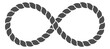 Unlimited logo in black rope style. Infinity silhouette loop