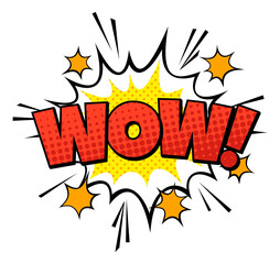 Poster - Wow burst bubble. Comic sound effect reaction