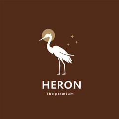 Wall Mural - animal heron natural logo vector icon silhouette retro hipster