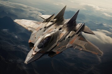 Poster - Military fighter jet in the fire. 3d illustration. Military jet on fire, AI Generated