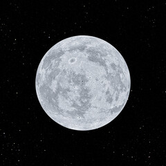 Wall Mural - 3D rendering dark night moon and star sky, close up view, digital illustration art work.