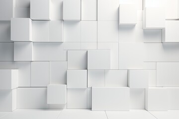 Poster - Intriguing and dynamic abstract composition featuring a clean array of white cubes or squares artfull