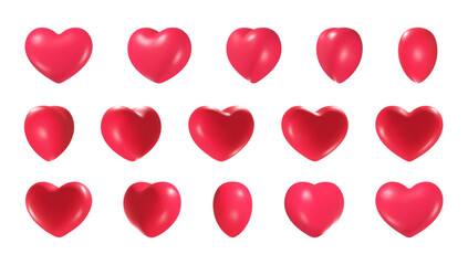 Wall Mural - 3d heart rotation. isolated hearts shape animation for cartoon game, valentine day wedding scarlet l