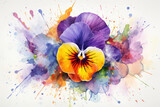 Summer spring pansy blossom plant yellow nature flower background flora gardening violet floral