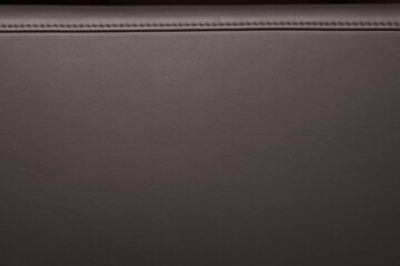 Canvas Print - Texture of full grain brown leather with stitching on top