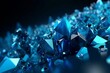 Modern tech banner with vibrant blue crystal pieces, refractive 3D render and copy-space. Generative AI