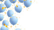 Frame blue balloons and gold confetti for birthday, party, Father’s Day, New year and greeting card