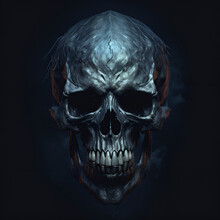 Skull On Black Background, Human Skull Isolated On Black Background, A Stark Representation Of Mortality And The Transient Nature Of Life.