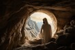 Resurrection moment: jesus christ's rebirth, the unveiling of the tomb in the sacred cave, a divine narrative of hope, faith, and spiritual awakening in Christian tradition