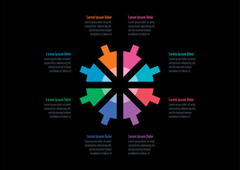 colorful triangles infographic template. eight steps infographic template. magazine, annual report, web, business and internet infographic template