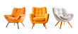 Soft Armchairs set with transparent background PNG. - Generative AI