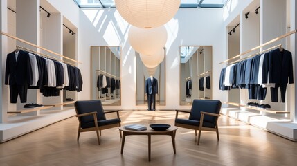 Poster - A minimal menswear store exuding timeless elegance. Generative AI.