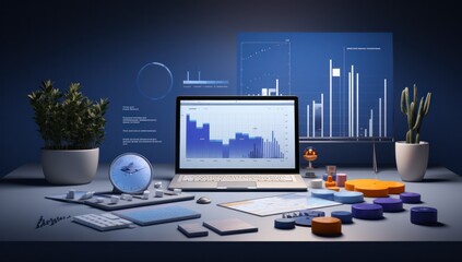 Wall Mural - business, financial, finance, graph, investment, growth, stock, analysis, technology, chart. data finance analyzes profitability of working companies with digital augmented reality graphics via AI.