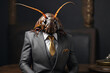 Portrait of a cockroaches in a suit on a black background.