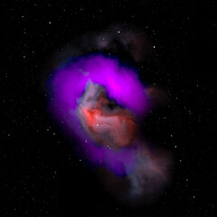 Wall Mural - Star field voyage with cosmic space nebula, digital art illustration work