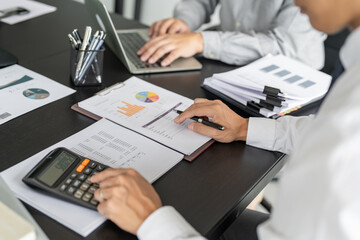 Auditor or internal revenue service staff, Business women checking annual financial statements of company. Audit Concept