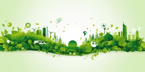 Wall Mural - Bio circular, Green economy, Businessman protect circular economy icon. Sustainable strategy approach to eliminate waste and pollution for future growth of business and environment