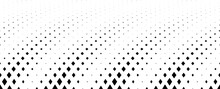 Geometric Pattern Of Black Rhombs On A White Background. Seamless In One Direction. Option With An Average Fade Out. The Radial Grid