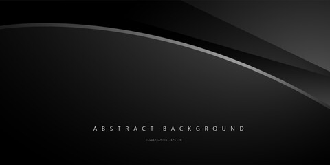 Black and line silver luxury curve vector background for corporate concept, template, poster, brochure, website, flyer design. Vector illustration