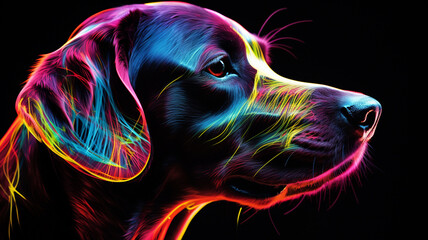 Dog with colorful lights.