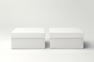 Wall Mural - Two shiny paper white boxes on a white background mockup. Generative AI