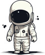 Futuristic Astronaut Character with a Blank Faceplate, Standing Against a Neutral Background. Vector
