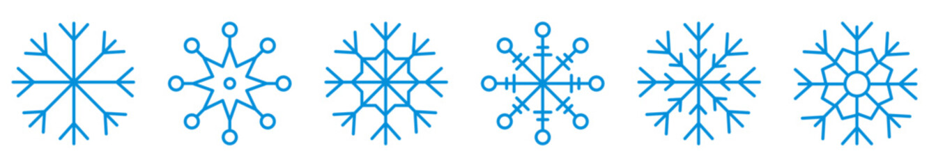 Wall Mural - set of blue snowflake icons. vector illustration