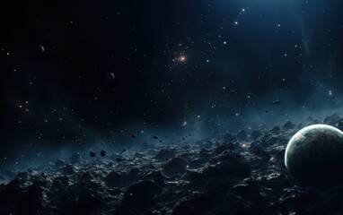 space scene moving planets in space,