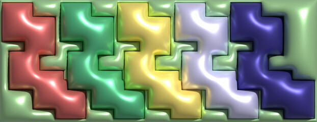 Poster - Abstract background with inflated figures, 3D rendering illustration