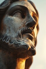Aufkleber - A detailed close-up view of a statue depicting a man with a beard. This image can be used for various purposes