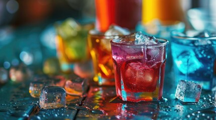 Poster - Two glasses of ice water, perfect for staying hydrated on a hot day. Ideal for use in health and wellness articles or restaurant promotions