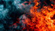 Black background with smoke and bright tongues of fire, free space for text. photo image for hot sales. Generative AI