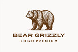 Fototapeta  - logo vector illustration bear grizzly