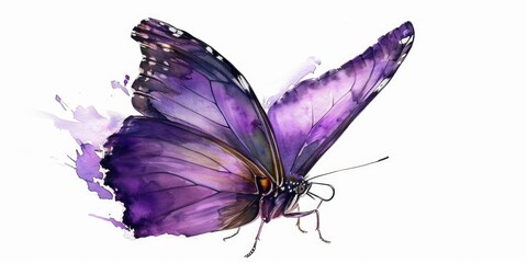 Poster - A beautiful watercolor painting of a purple butterfly. Perfect for nature enthusiasts and art lovers.