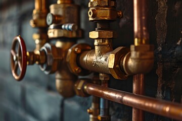 Wall Mural - A group of pipes interconnected to form a complex network. Suitable for industrial and engineering concepts
