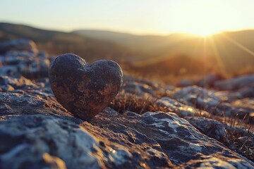 stone in a shape of a heart on the mountain