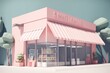Store building 3d render. Online shopping concept. Cartoon minimal style. Generative AI