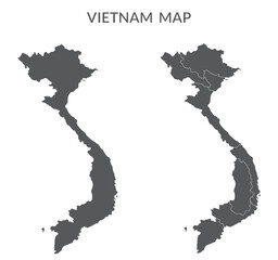 Poster - Vietnam map set in grey color.