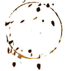 Poster - Round imprint of spilled black coffee on a white isolated background