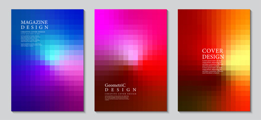 Fototapete - Cover design with abstract background. Gradient design modern pixels geometric square shape. Ideas for magazines, posters and brochures. Vector Illustrator EPS.