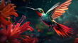 Hummingbird's Dance in Fiery Blooms