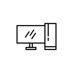 Poster - Desktop computer outline icons, Electronic minimalist vector illustration ,simple transparent graphic element .Isolated on white background