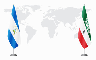 Nicaragua and Somaliland flags for official meeting