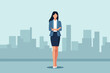 © jayhermiony - successful business woman, concept of leader, female boss,Leadership, courage, power Flat vector character illustration.