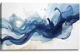 Fototapeta  - Splash effect decorative painting, white background, navy blue splash ink